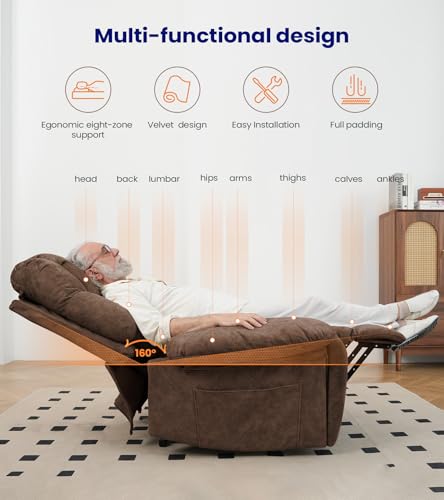 Grey Power Lift Recliner Chair with Massage and Cup Holders K6410