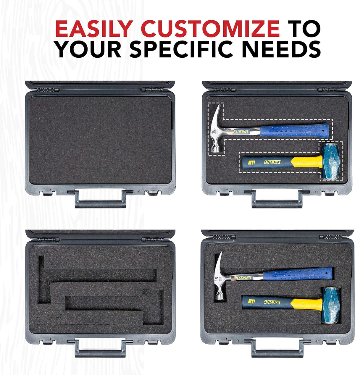 Universal Hard Carrying Case with Pick and Pluck Foam, 17 x 12 x 3 In. G759764