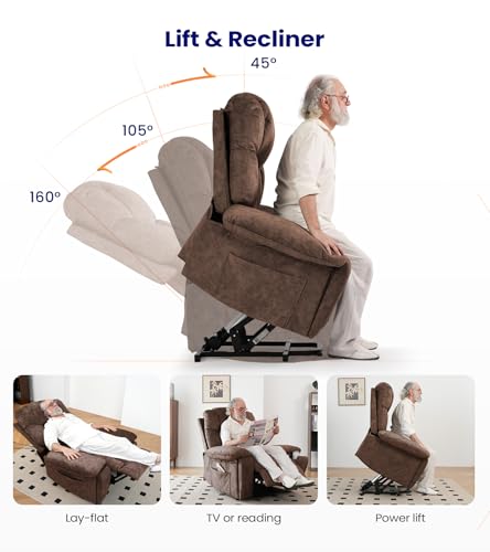 Grey Power Lift Recliner Chair with Massage and Cup Holders K6410
