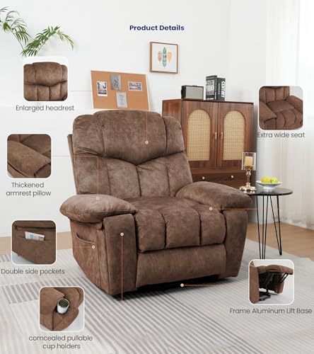 Grey Power Lift Recliner Chair with Massage and Cup Holders K6410