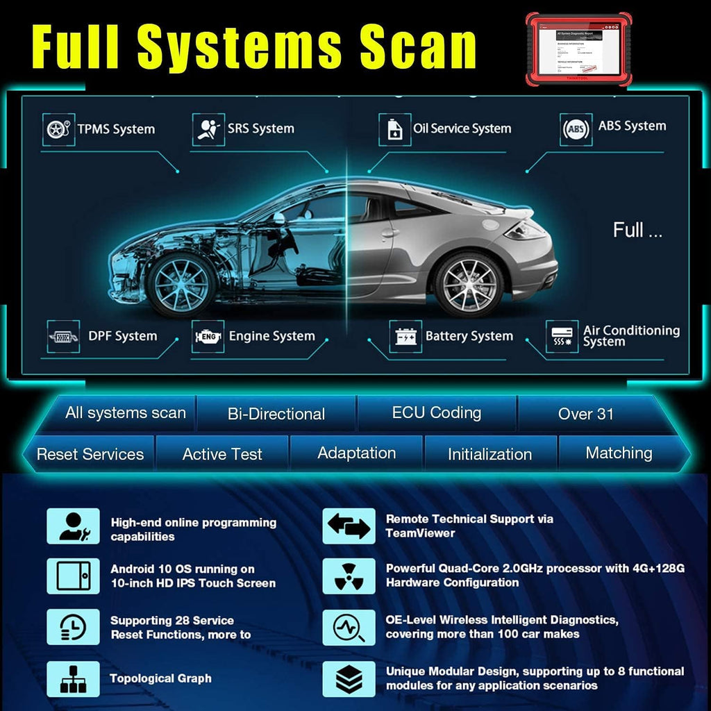 Bi-Directional Scanner Full Systems Diagnostic Scan Tool, 31+ Reset Functions, Key Matching, ECU Coding, ADAS Calibration, 2 Years Update J4254