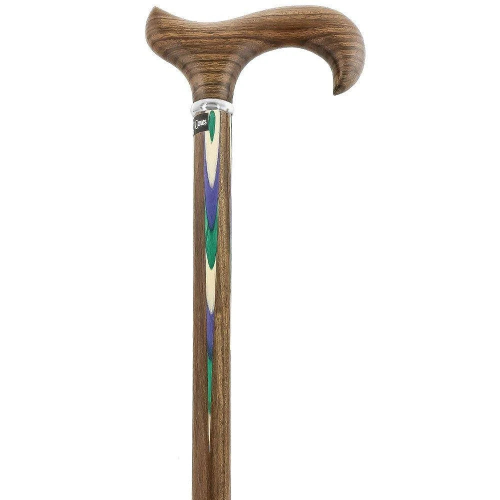 Green Blue Inlaid Derby Walking Cane with Ovangkol Shaft P492