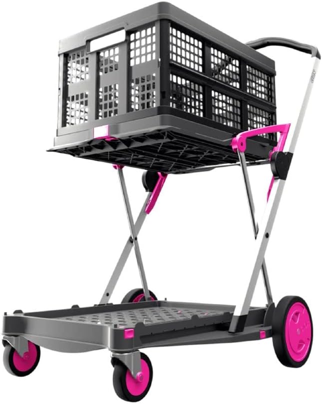 Collapsible Folding Trolley Cart with Storage Crate J215525