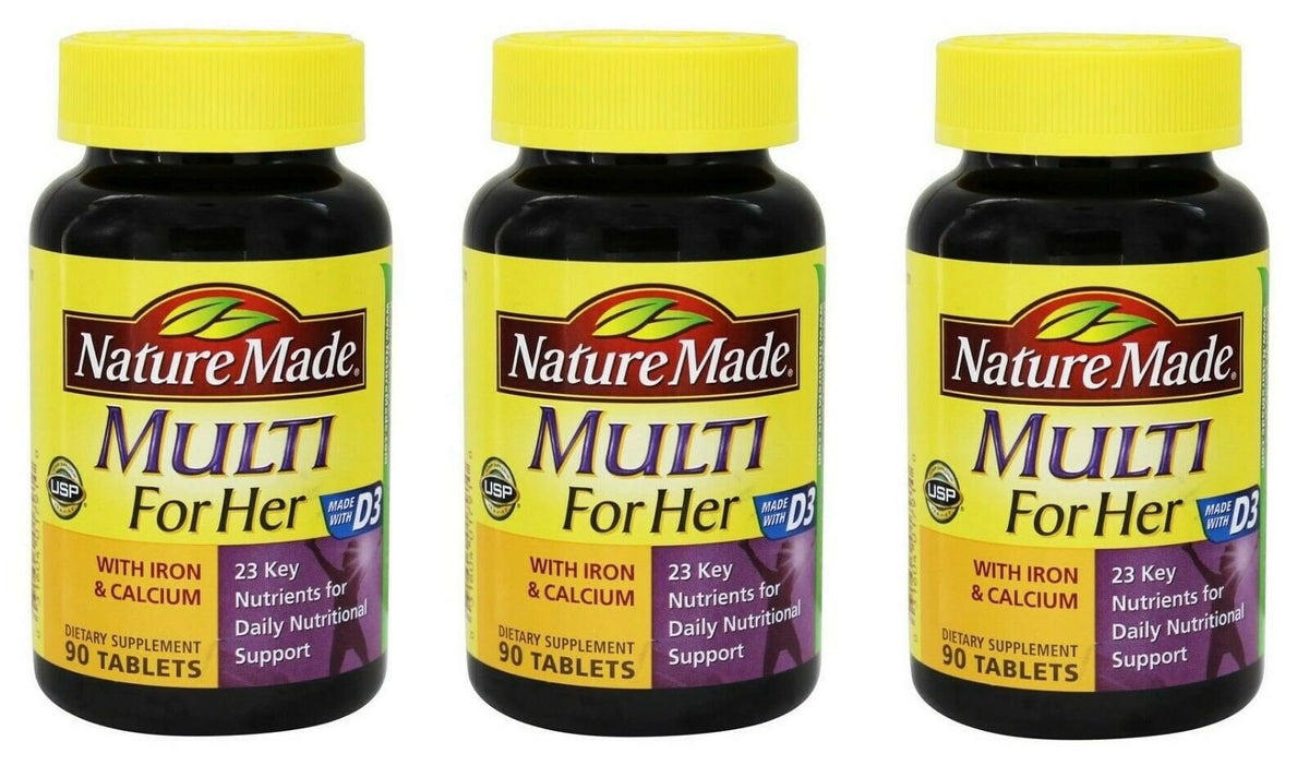 90ct 3-Pack Dietary Supplement Tablets with Iron & Calcium D3 R8906