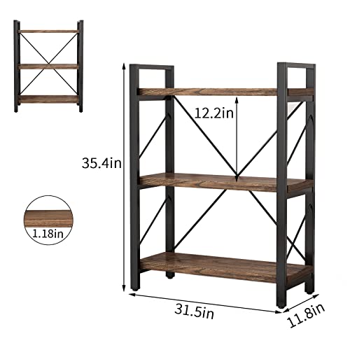 4 Tier Rustic Solid Wood Metal Bookshelf Z6350