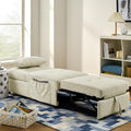 Beige Folding Ottoman Sleeper Sofa Bed G76292