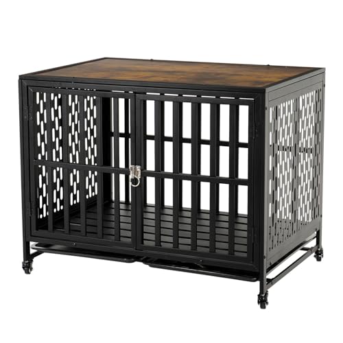42 inch Black Heavy Duty Dog Crate Furniture K9878