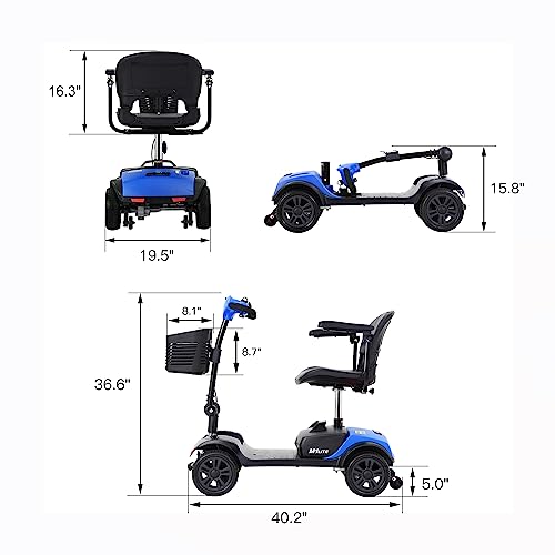 Red 4 Wheel Lightweight Electric Mobility Scooter with Extended Battery and Basket N16231