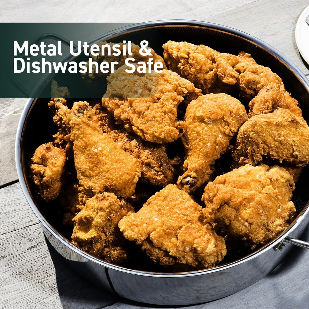 7-Quart Saute Pan and 12-Inch Frying Pan with Lid Set, Hybrid Nonstick Stainless Steel Y49770