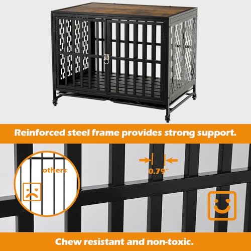 42 inch Black Heavy Duty Dog Crate Furniture K9878
