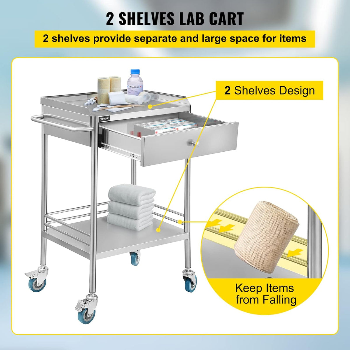 Stainless Steel Utility Cart with Wheels C333