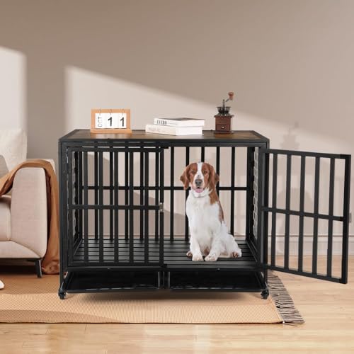 42 inch Black Heavy Duty Dog Crate Furniture K9878
