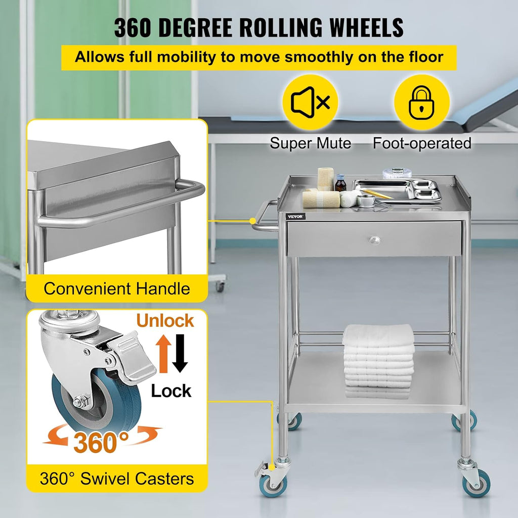 Stainless Steel Utility Cart with Wheels C333