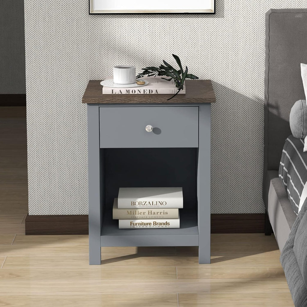 Grey 1-Drawer Wood Nightstand C766690