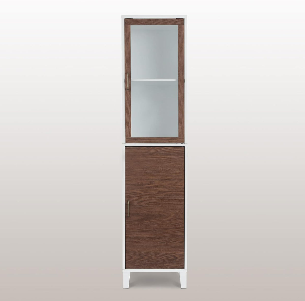 White Natural Wood Bathroom Linen Cabinet C5681