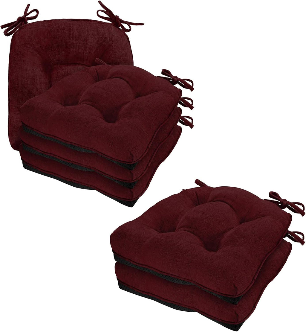Burgundy 17" x 17" Memory Foam Chair Cushions with Adjustable Ties T95343