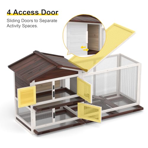 2 Story Wooden Rabbit Hutch with 3 Removable Tray M870