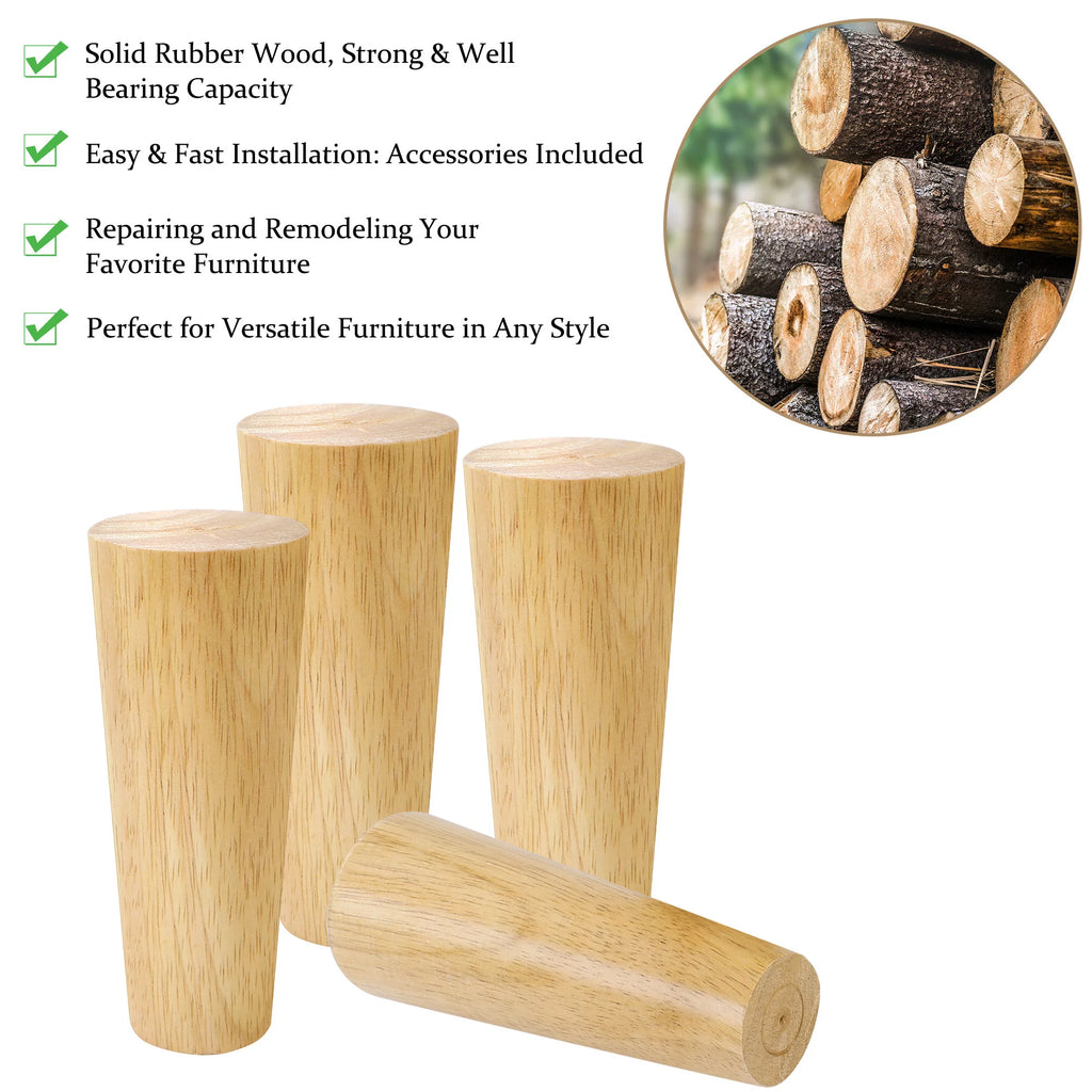 Hardwood Sofa Replacement Legs 6 Inch 4Pcs Y467
