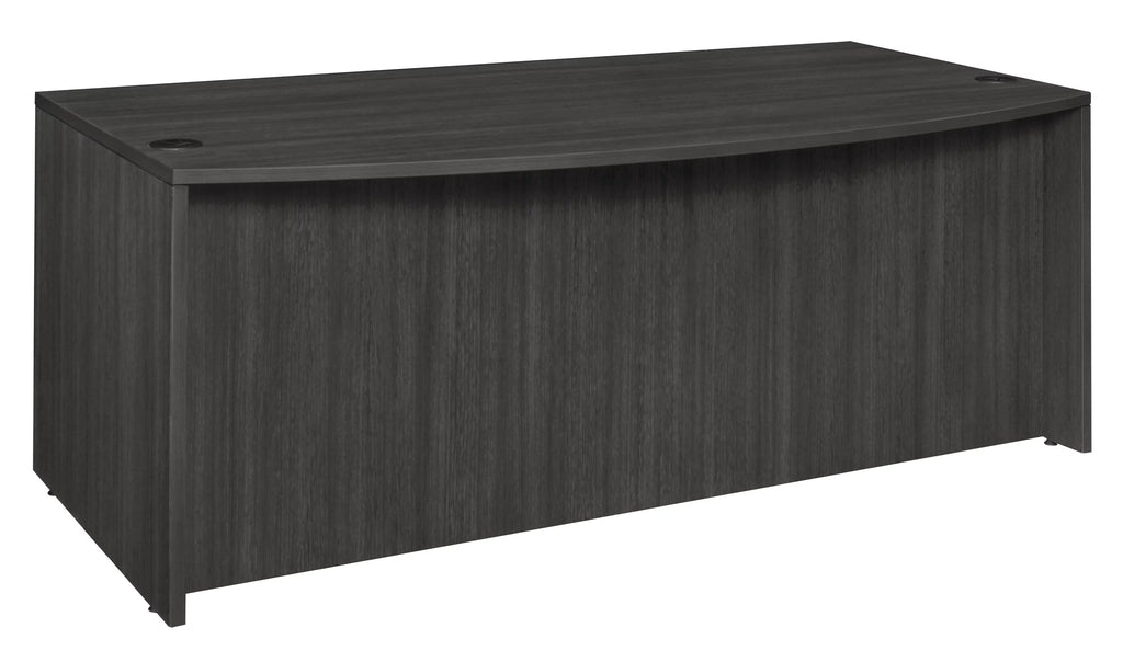 Ash Grey Bow Front Office Desk with Double Pedestal Drawer Unit R560