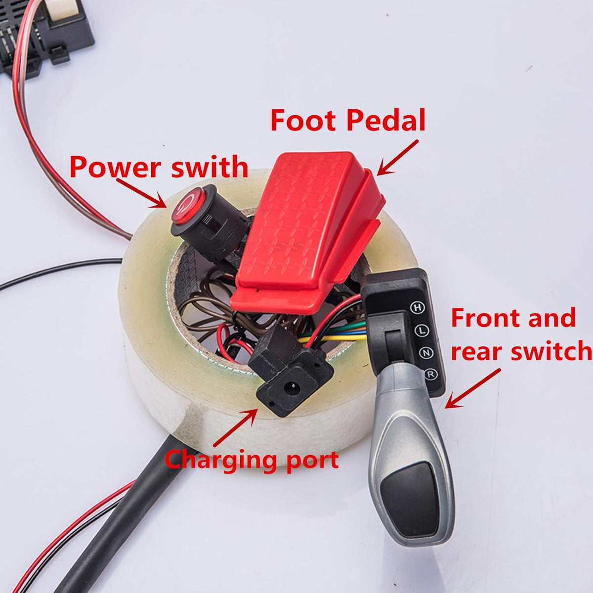 12 Volt Children Electric Car Wires and Switch Kit with 2.4G Bluetooth Remote Control and Receiver A9354