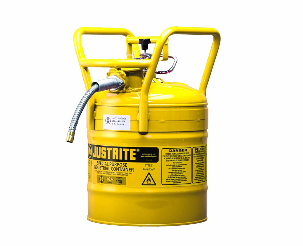 Galvanized Steel Flammable Safety Can with Flexible Spout, 2.5 Gallon, Yellow S5107
