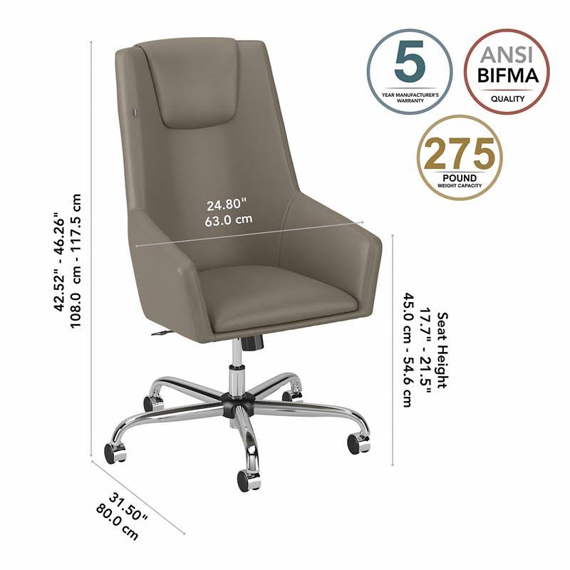 Washed Gray Bonded Leather High Back Box Chair Y841843