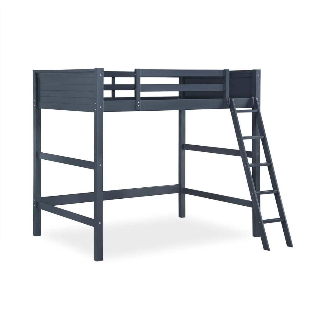 Full Size Loft Bed with Ladder, Black W6023
