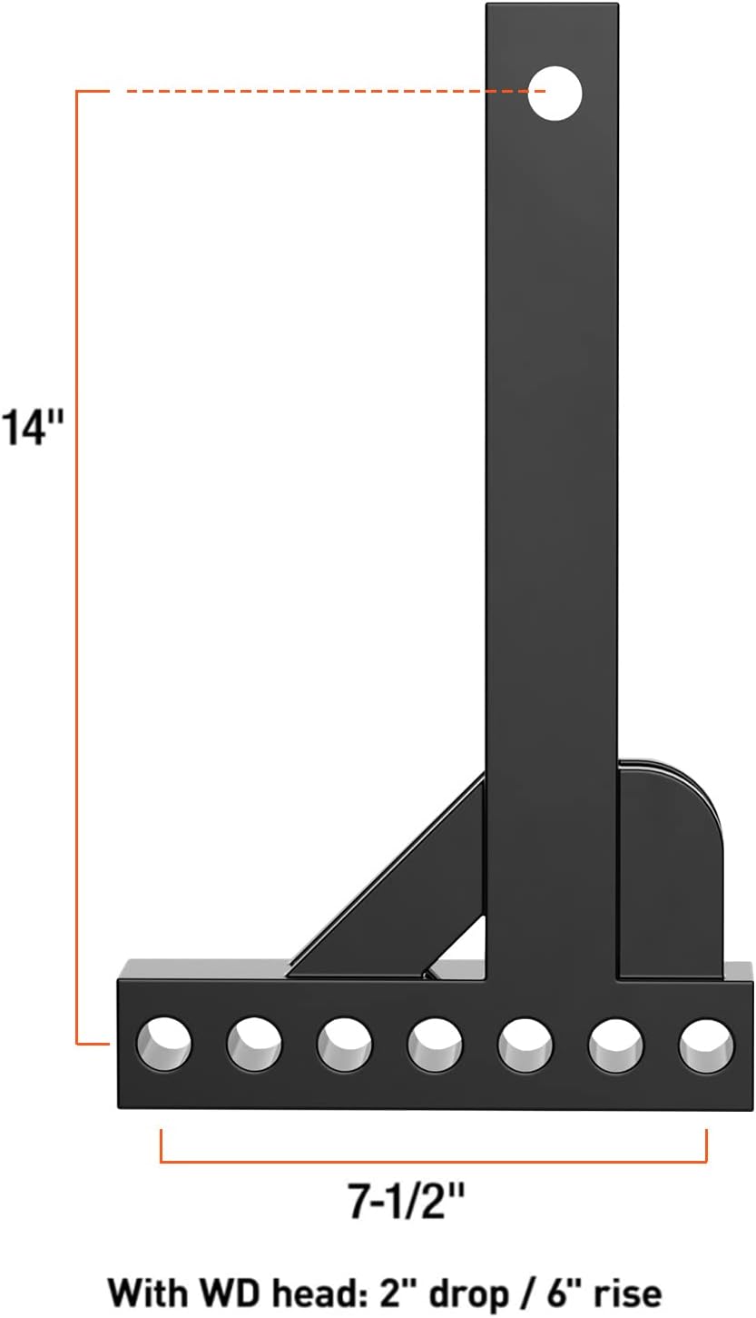 Weight Distribution Hitch Shank Drop Hitch, 2-Inch Receiver, 6-Inch Rise G737390