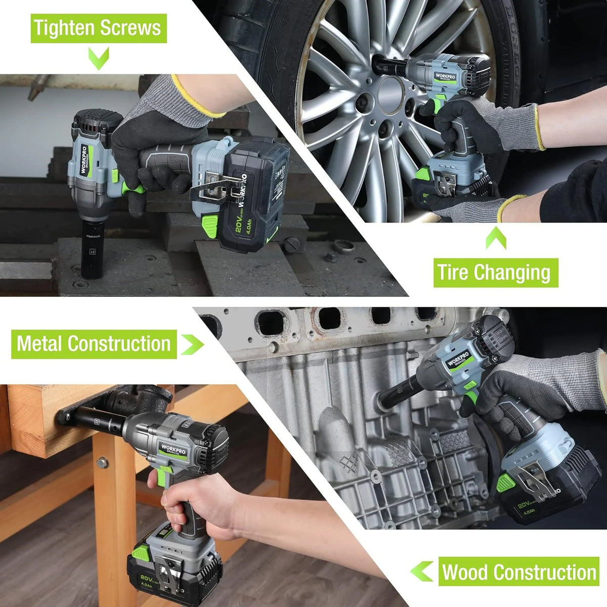 Cordless Impact Wrench 1/2 inch 20V Brushless High Torque 370 Ft-Lbs with Battery Q178268