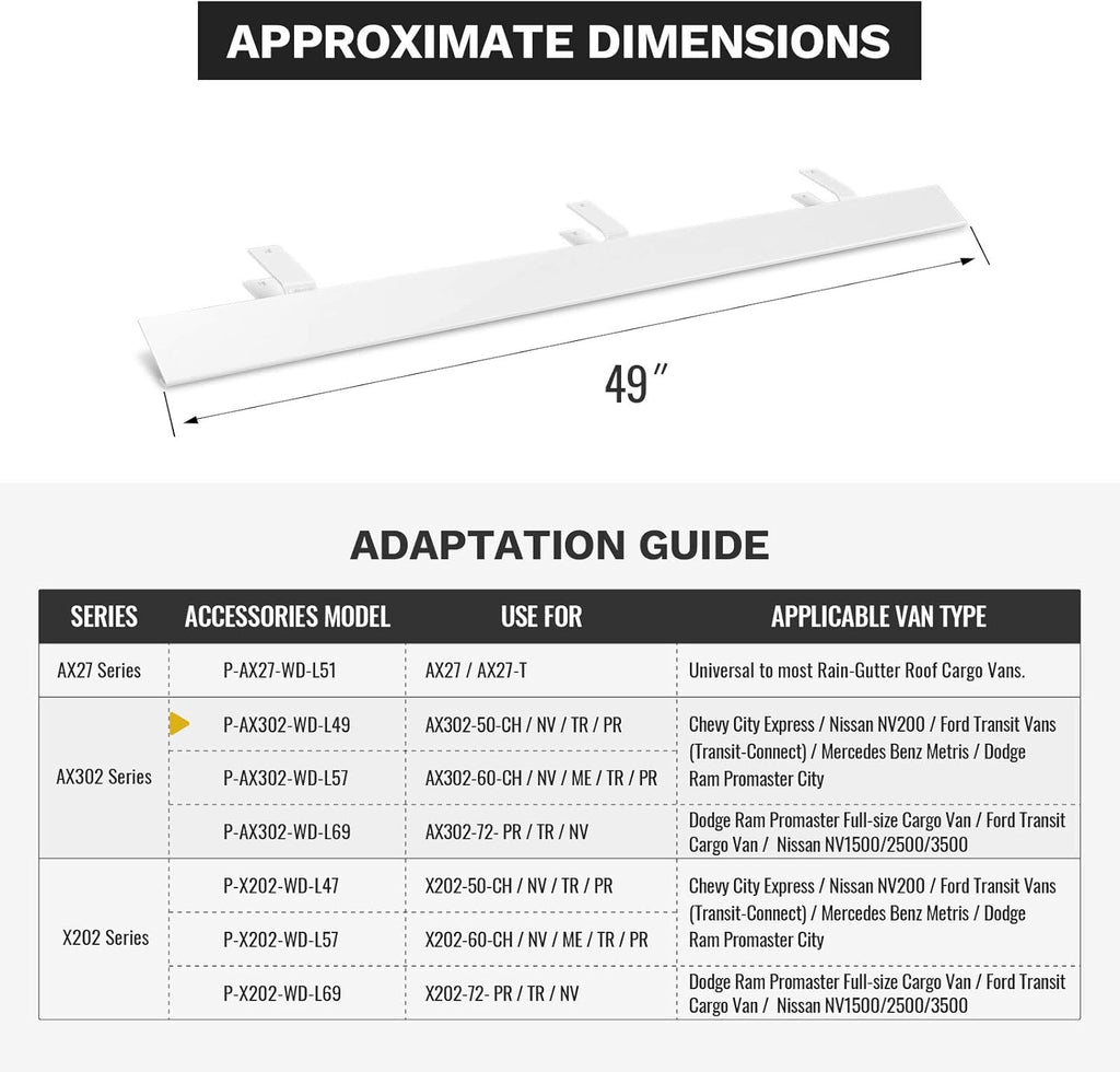 White Pack of 2 Aluminum Van Rack Accessory Y60571