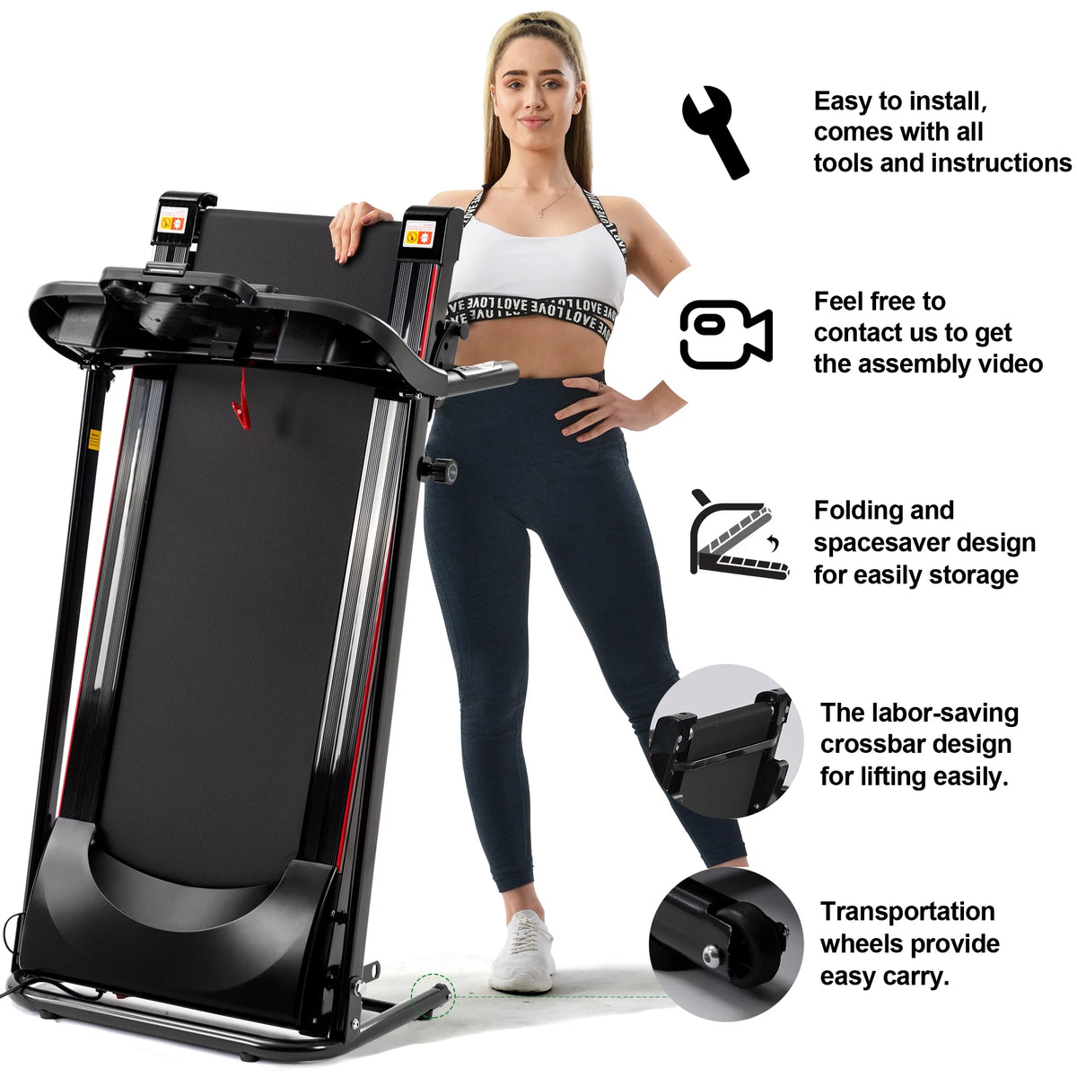 2.5HP Folding Treadmill with Incline G168