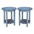 Round End Table in Blue Antique Finish Set of 2 K42940