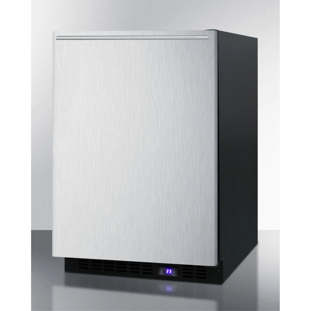 Frost-free built-in undercounter all-freezer with icemaker, stainless steel door, horizontal handle, black cabinet H6695