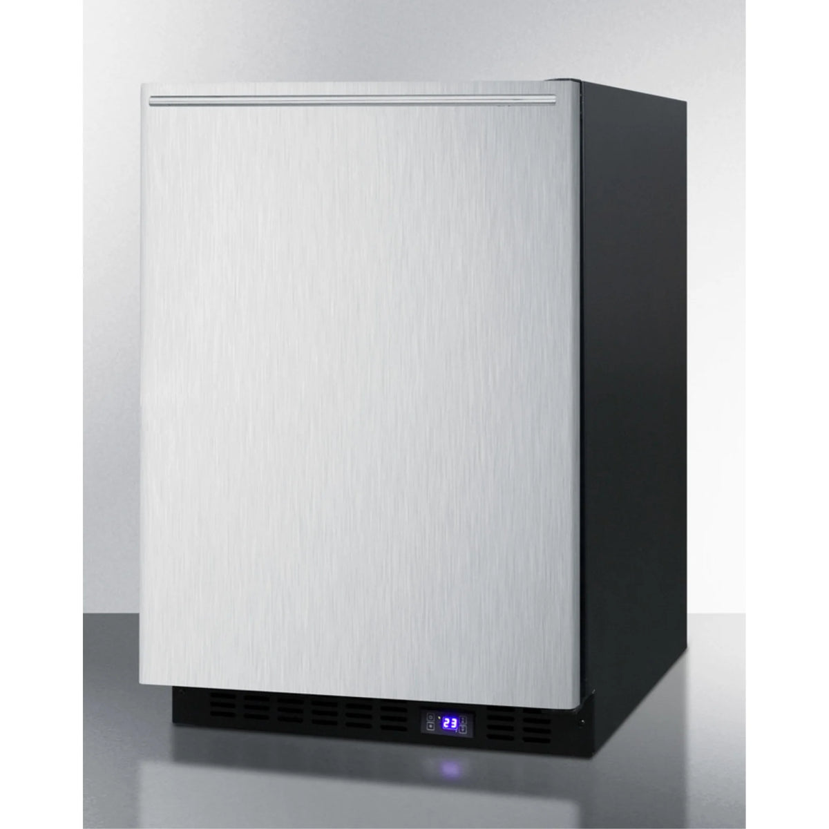 Frost-free built-in undercounter all-freezer with icemaker, stainless steel door, horizontal handle, black cabinet H6695
