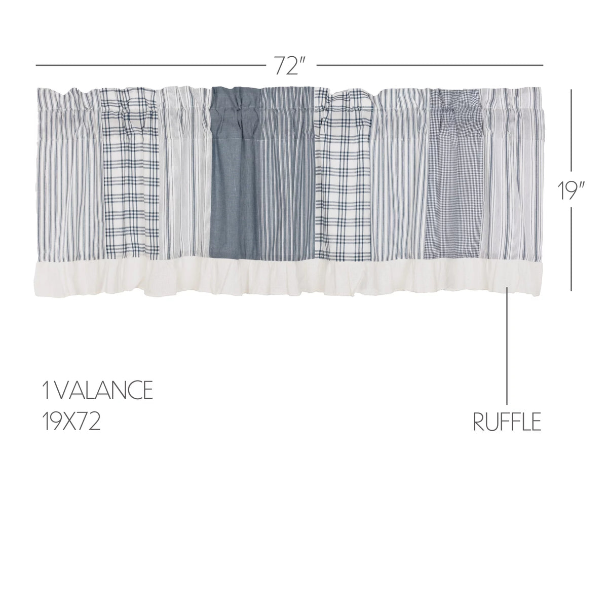 Blue Farmhouse Window Panel Set with Attached Valance T95730