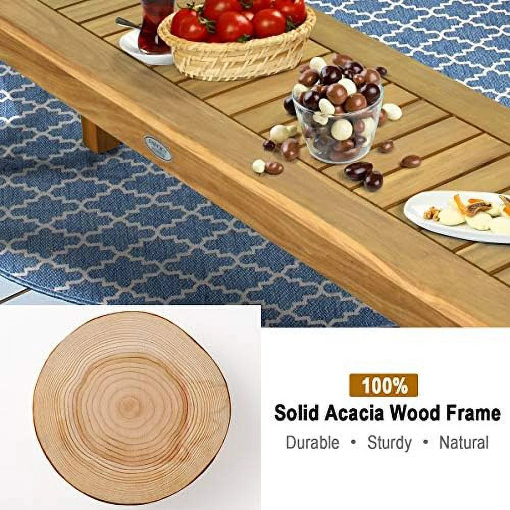52 Inches Acacia Wood Backless Dining Bench with Slatted Seat G4802