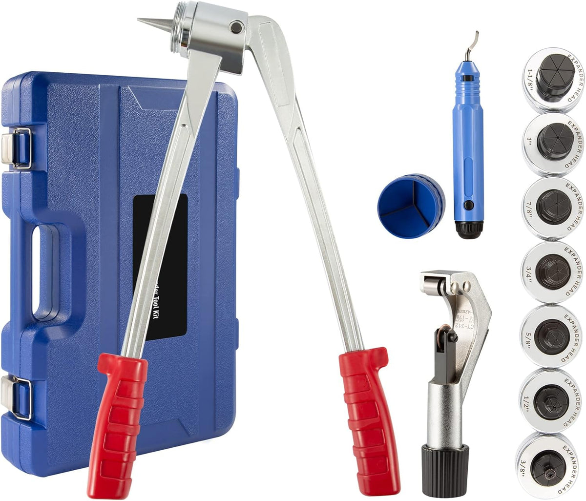 11pc Tube Expander Tool Kit with Pipe Cutter, Deburring Tool, Chamfering Tool, 7 Expander Heads, Storage Case N596434