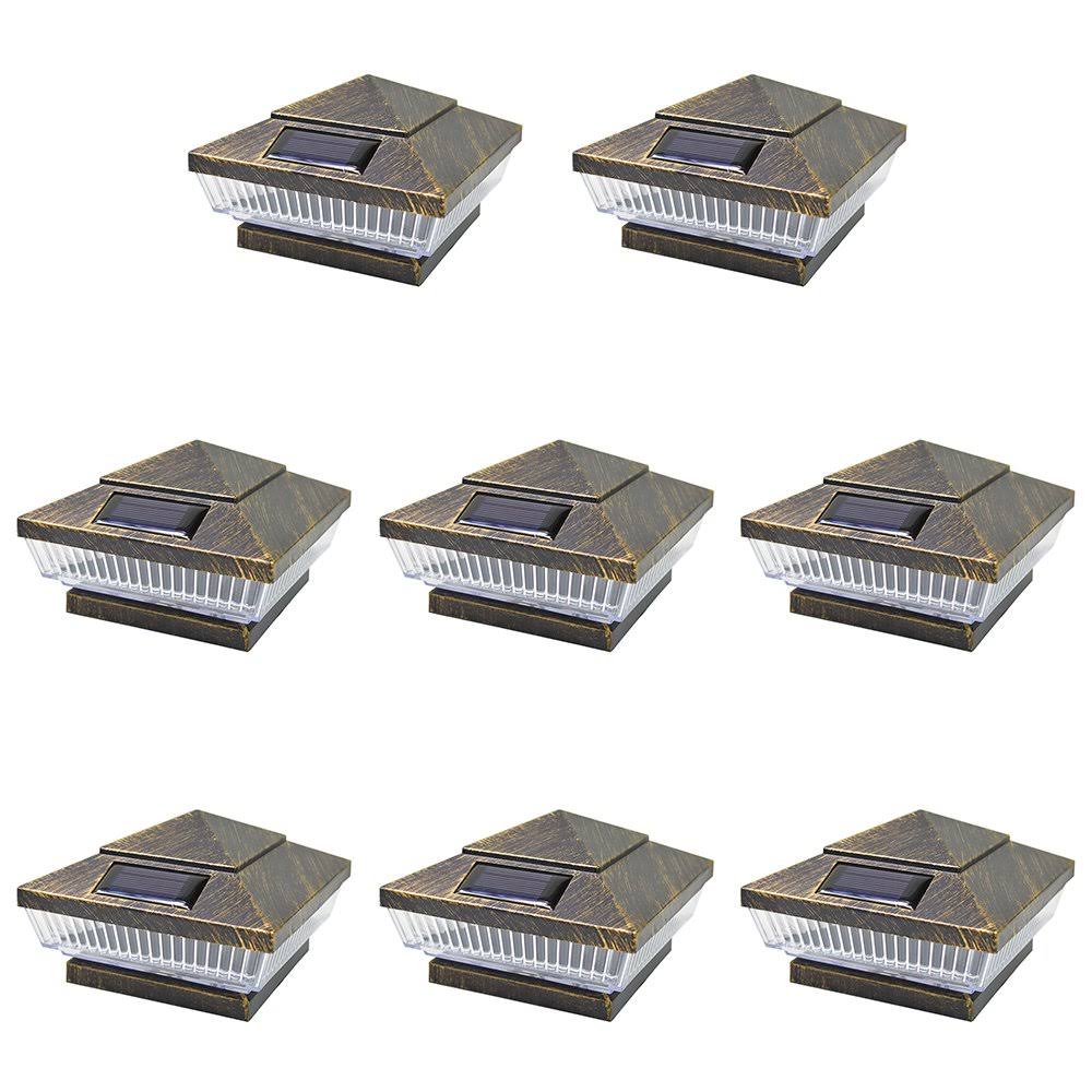 Vintage Bronze Outdoor 4 x 4 Solar 5-LED Post Deck Cap Square Fence Light P5880