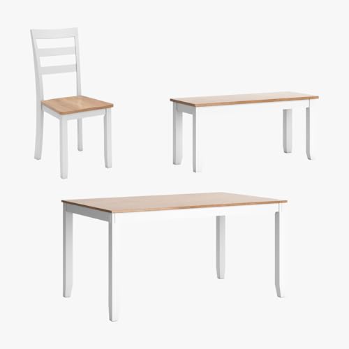 Modern Dining Table with 4 Chairs and Bench, Set of 6 W204