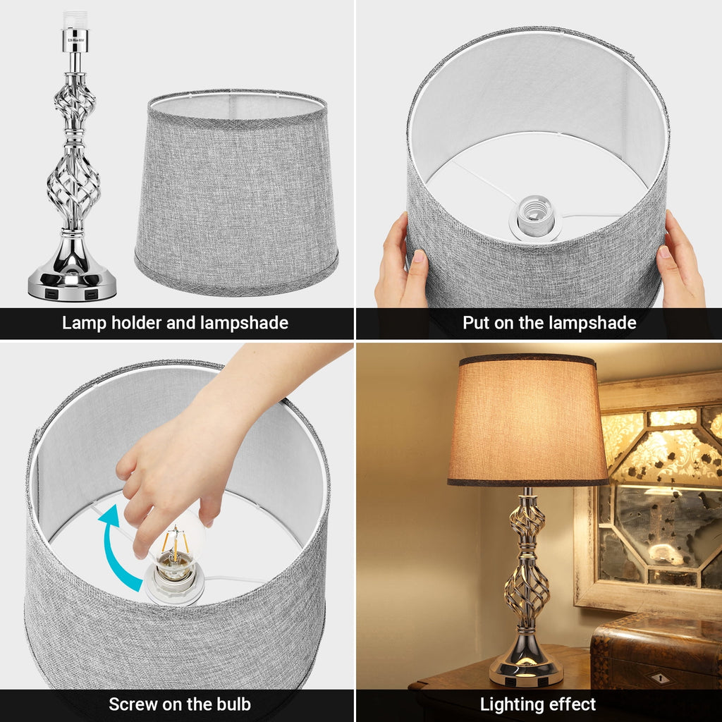 Gray Set of 2 Touch Control Dimmable Table Lamps Q532511