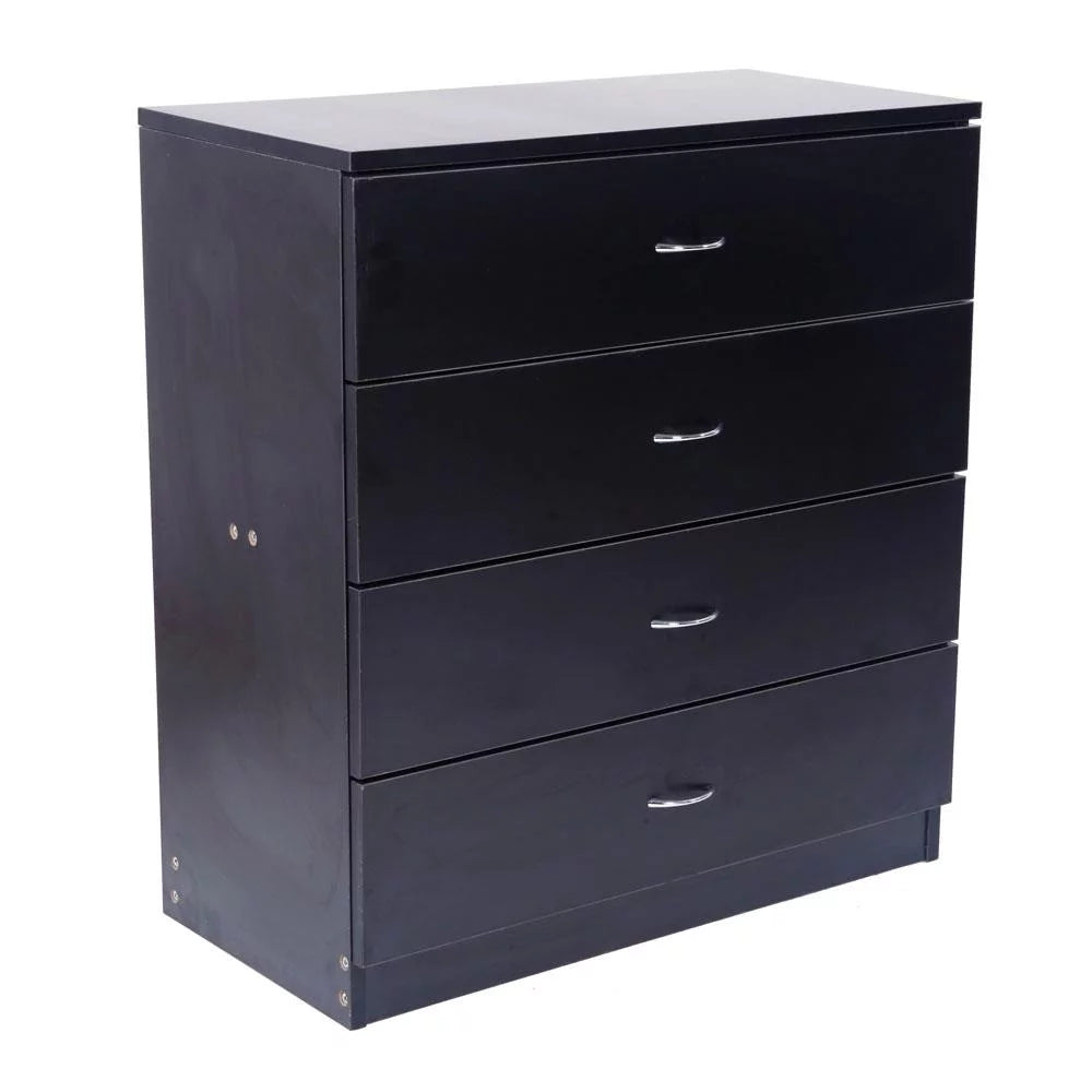Black 4 Drawer Wood Nightstand V842173