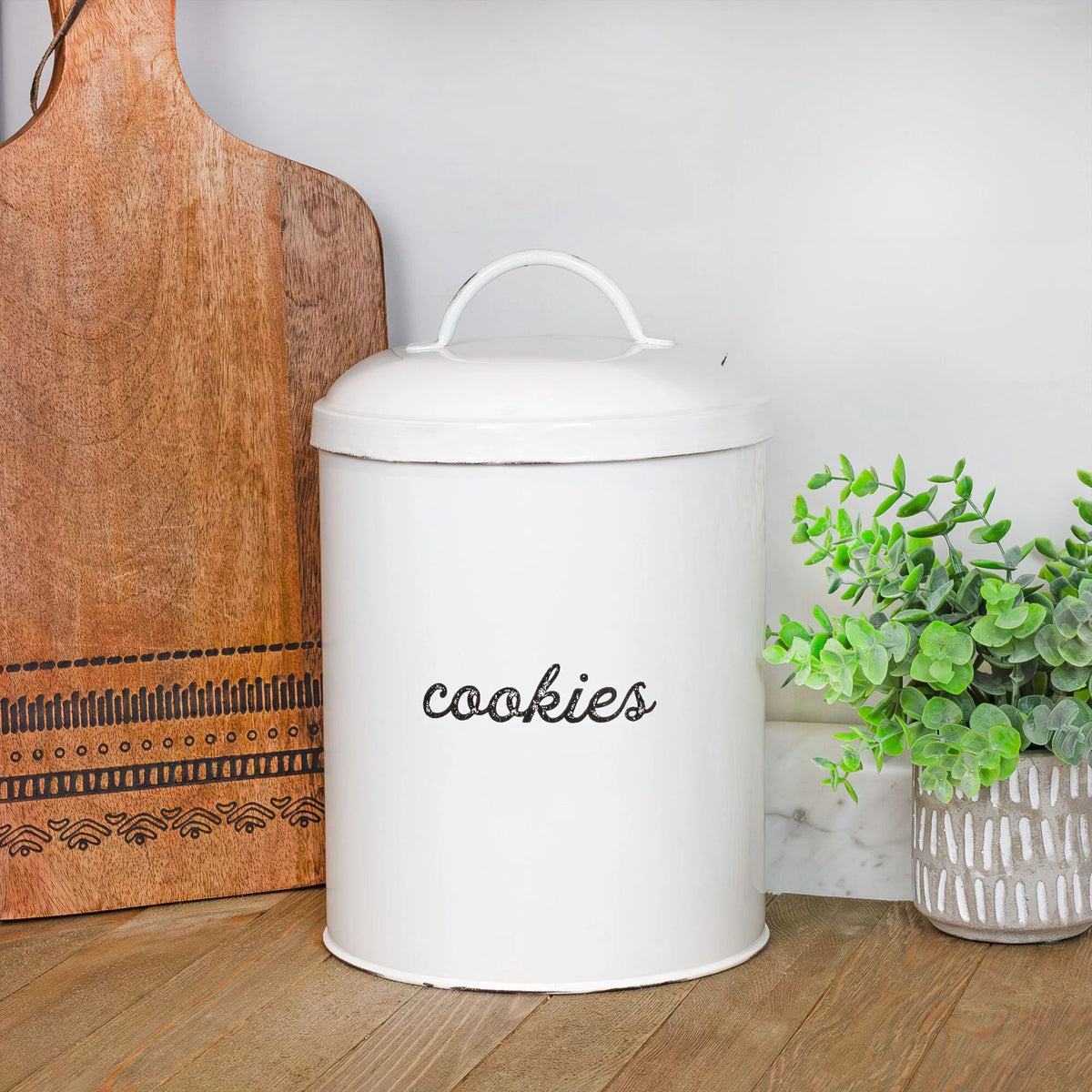 White Enamelware Cookie Jar S7660