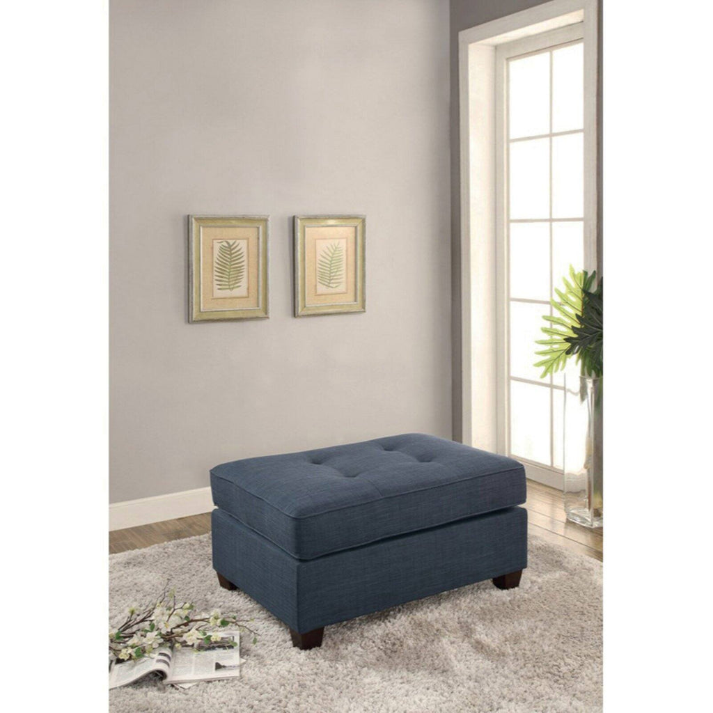 Blue Bonded Leather Cocktail Ottoman N873648