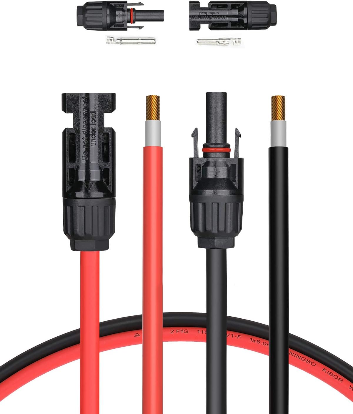 20 Feet 10AWG Solar Extension Cable with Female and Male Connector, Pack of 2 K783