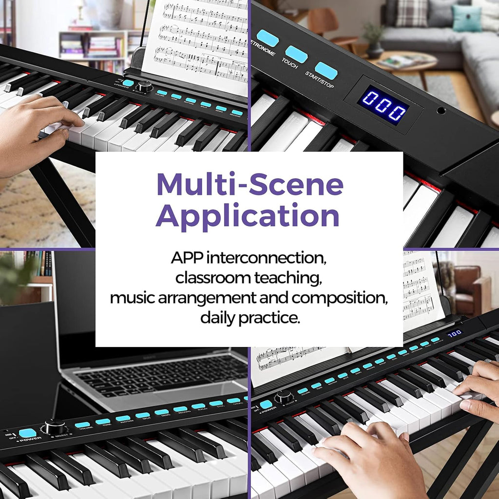 88-Key Semi-Weighted Electronic Keyboard Piano with X-Stand, Sustain Pedal, Power Supply, Carrying Case D48617