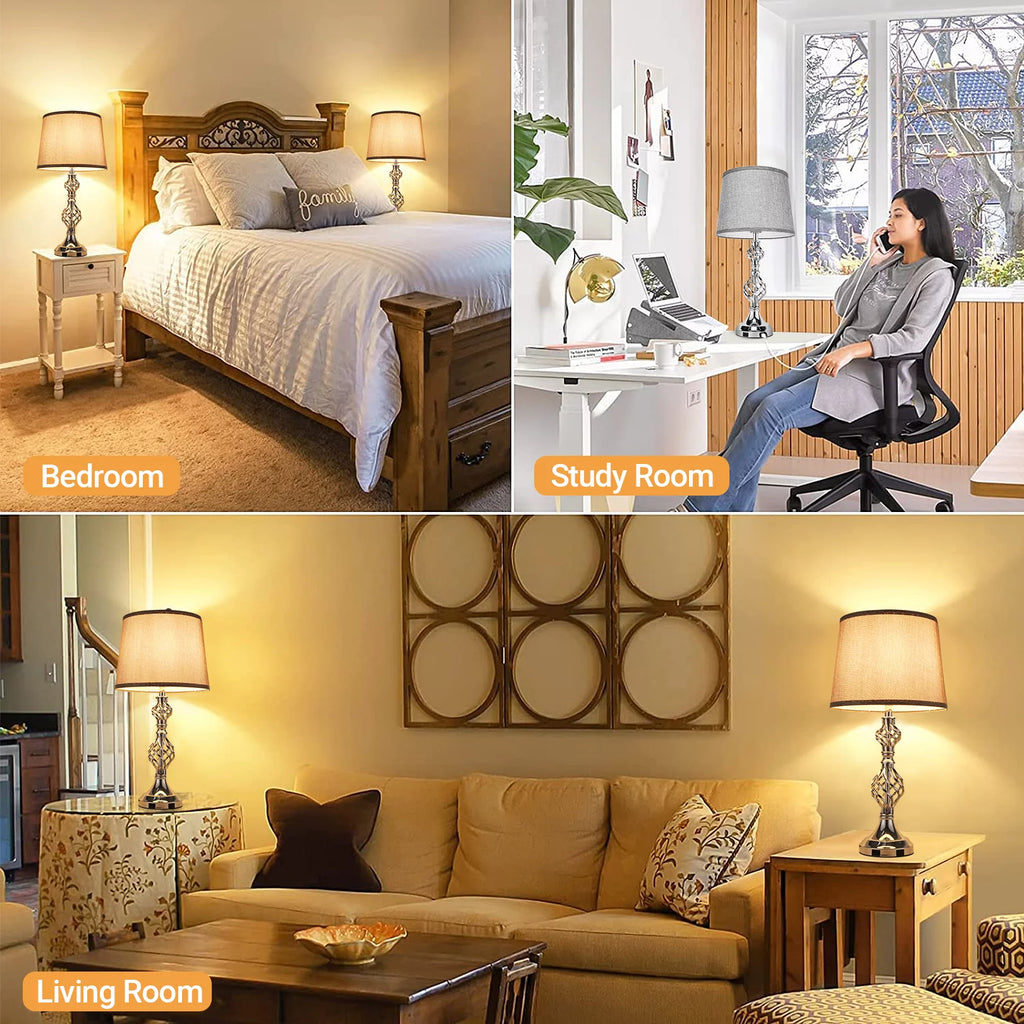 Gray Set of 2 Touch Control Dimmable Table Lamps Q532511