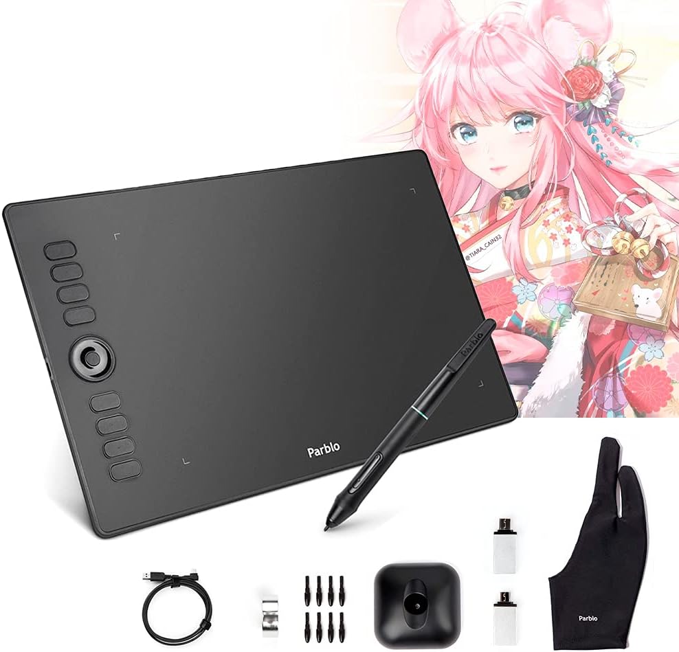 8192 Levels Battery-Free Stylus Graphics Drawing Tablet with 8 Express Keys L2683