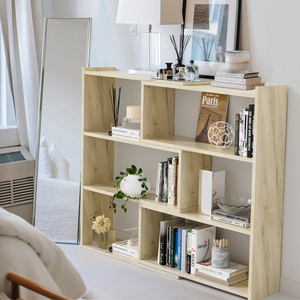 Light Oak Wood 4-Tier Bookshelf E119998