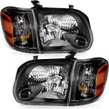 Black Housing Amber Reflector Clear Lens Headlight Assembly I21228