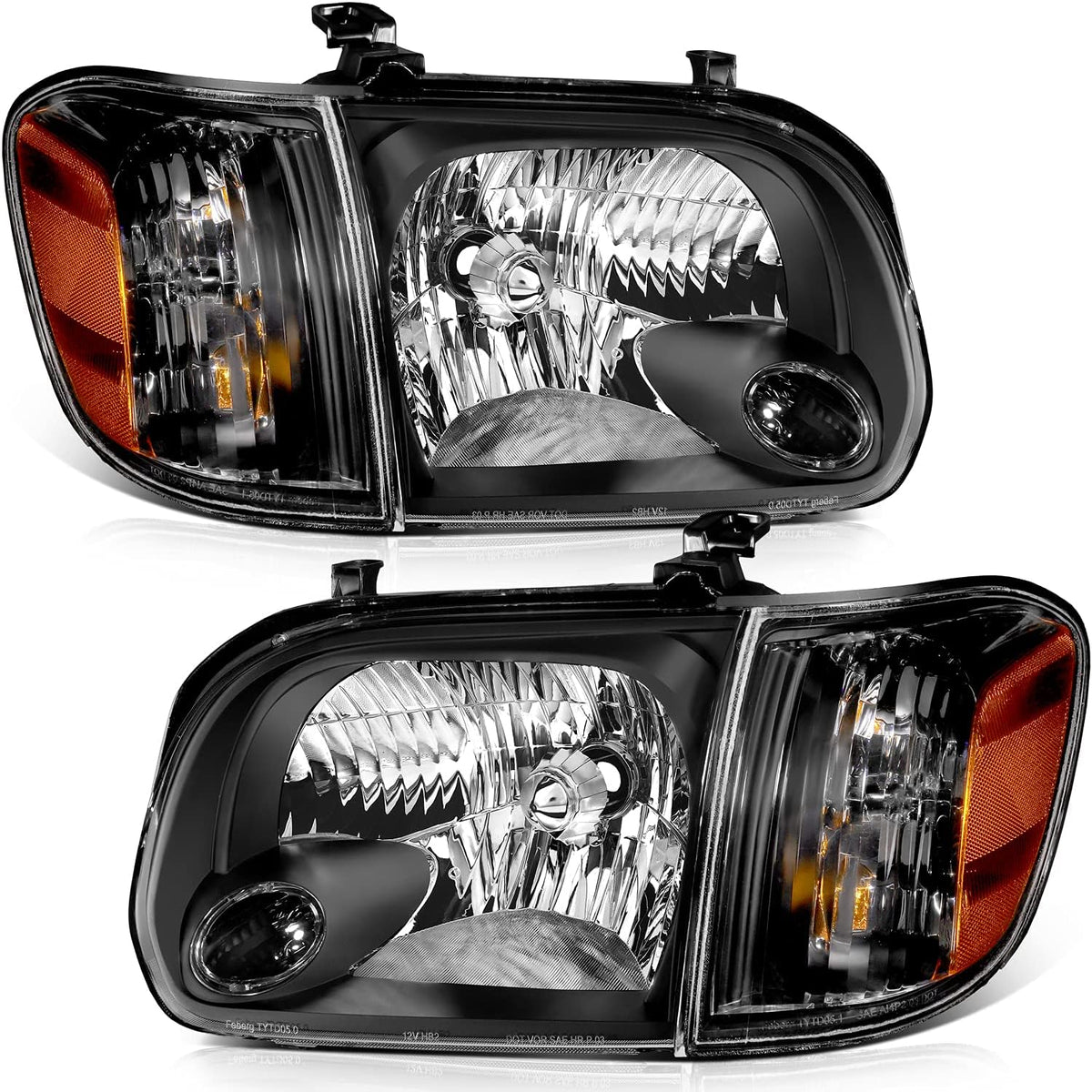 Black Housing Amber Reflector Clear Lens Headlight Assembly I21228